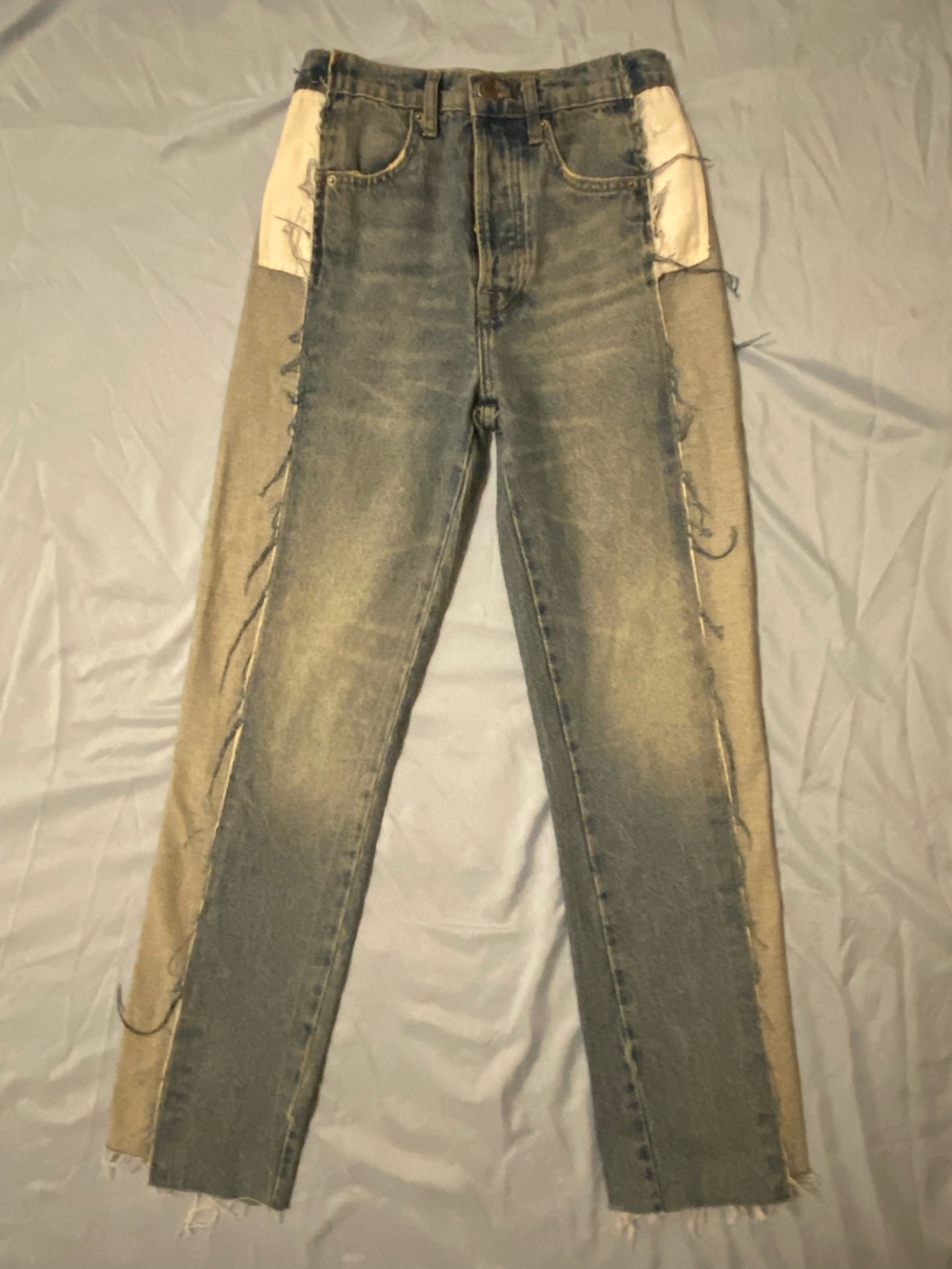 Zara Women’s Size 2 Paneled Denim Faded Blue Distressed Jeans